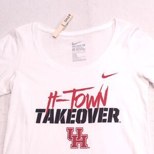 The Nike Tee H-Town Takedown Crew Neck Shirt Adult Womens Size Small S White